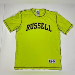 Russell ASAP Worldwide T-shirt Men Medium Neon Short Sleeve